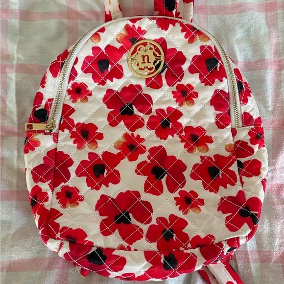 Nanette Lepore Red and White Floral mini Backpack - Picture 1 of 6